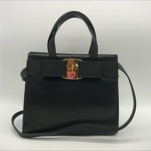 Ferragamo black leather handbag/ shoulder bag
